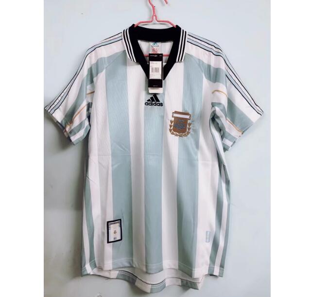 1998 Argentina Retro Home Kit Soccer Jersey